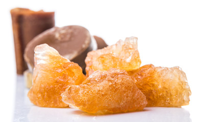 Palm sugar, coconut sugar and sugar cane rock