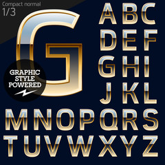Illustration of golden alphabet. Compact 1