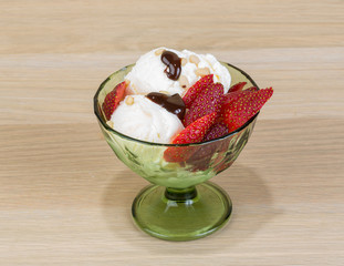 Ice cream with strawberry
