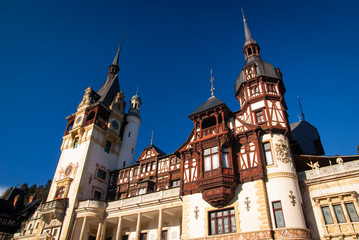 Peles Castle in the Carpathians Mountains, Romania.