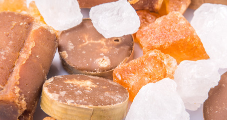 alm sugar, coconut sugar, sugar cane rock and white rock sugar 