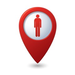 Map pointer with man icon. Vector illustration
