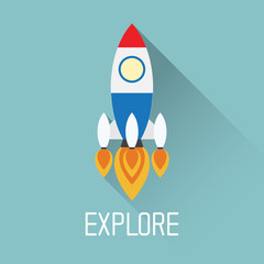 Rocket Symbol with explore concept