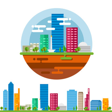 Jakarta City Landscape In Vector Flat