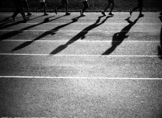 jogging group in silhouette 