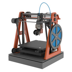 3d printer isolated on white