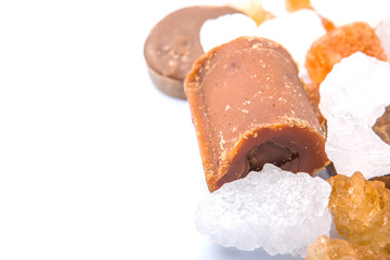 alm sugar, coconut sugar, sugar cane rock and white rock sugar 