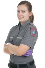 Paramedic employee in the front of a white background