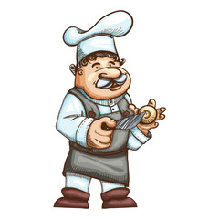 Cartoon Cook  with knife.