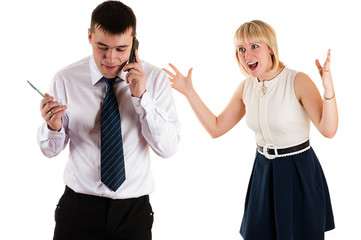 workaholic businessman and angry wife