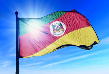 Rio Grande do Sul (Brazil) flag waving on the wind