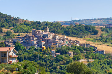 Panoramic view of Cancellara. Basilicata. Italy.