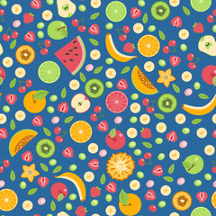 Patrón vector transparente de frutas