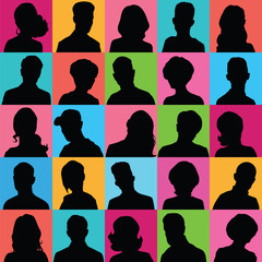 Avatars of silhouettes with different hairstyles.