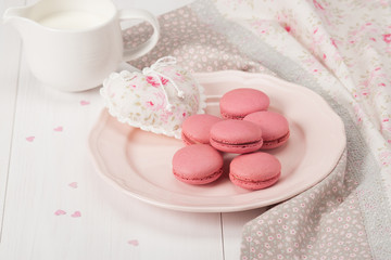 Macaroons Biscuits. Handmade Heart. Rustic Style