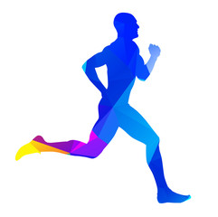 Fototapeta na wymiar Abstract colorful runner silhouette