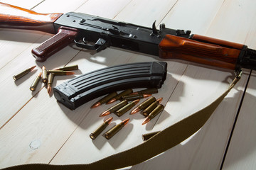 Kalashnikov assault rifles with ammunition