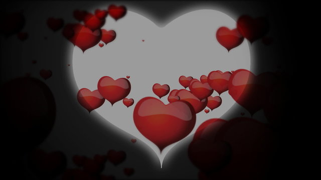 Red hearts inside big white heart floating animation for Valentine's day