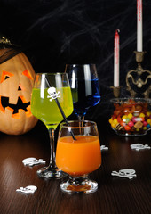 A variety of juices and drinks for Halloween