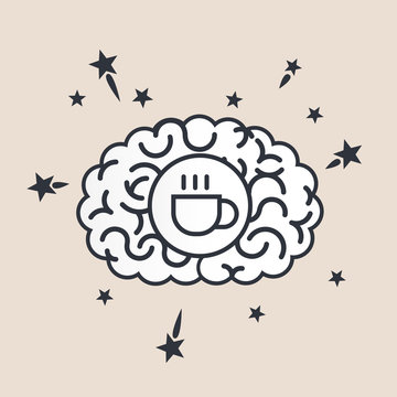 Brain concept illustration: coffee