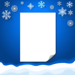 Wiinter background witn blank paper Christmas snowflakes. Vector