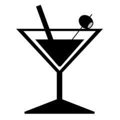 Olive dans un verre à cocktail