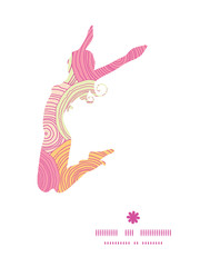 Vector doodle circle texture jumping girl silhouette pattern