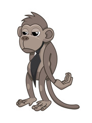 sad monkey in a tie
