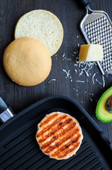 Ingredients for cooking fish burger at home