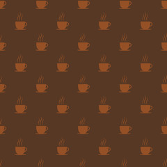 Coffee cups. Seamless pattern background, vector illustration.