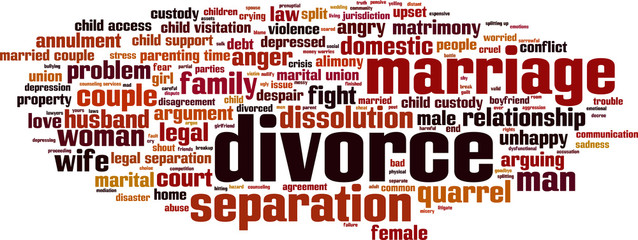 Divorce word cloud concept. Vector illustration