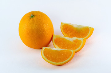 Orange and three orange slices.