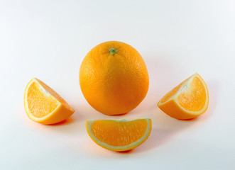 Orange and three orange slices.