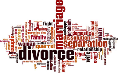 Divorce word cloud concept. Vector illustration