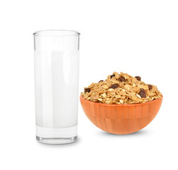 cereal muesli and milk
