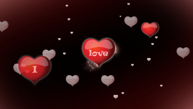 Red hearts with inscription I love you animation for Valentine's day