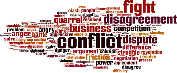 Conflict word cloud concept. Vector illustration