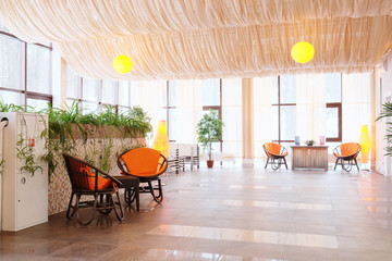 Interior of spa salon waiting room