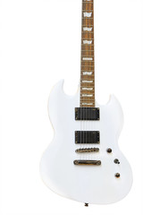 Fototapeta na wymiar The image of white electric guitar under the white background