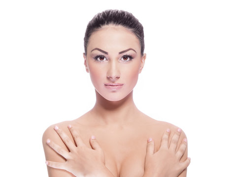 Beautiful woman with clean face