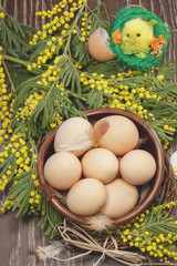 Easter eggs. Chicken eggs prepared for Easter dying