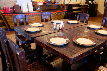 The interior of the restaurant in the old Russian style