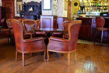 The interior of the lobby bar in the old style