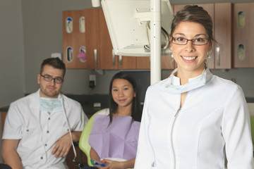 Fototapeta premium A dental office with employee and client