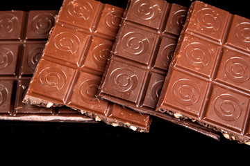 chocolate on a black background