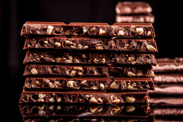 chocolate on a black background