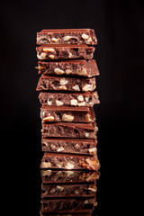 chocolate on a black background