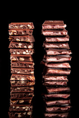 chocolate on a black background