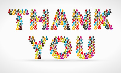 Thank you made from colorful people silhouettes - 77493340