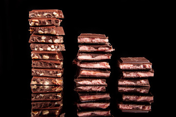 chocolate on a black background